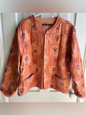 Gudrun Sjoden Peach Quilted Floral quilted Jacket
